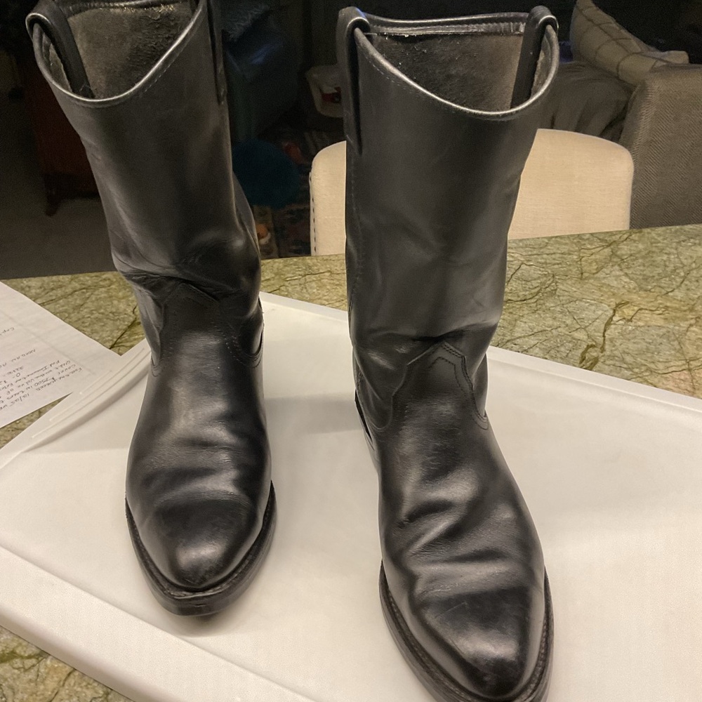 Classic Black Leather Mason Western Men's Boots 10D